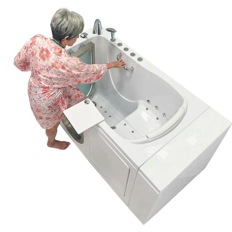 Royal 32"x52" Acrylic Air and Hydro Massage Walk-In Bathtub, 5 Piece Fast Fill Faucet, 2" Dual Drain