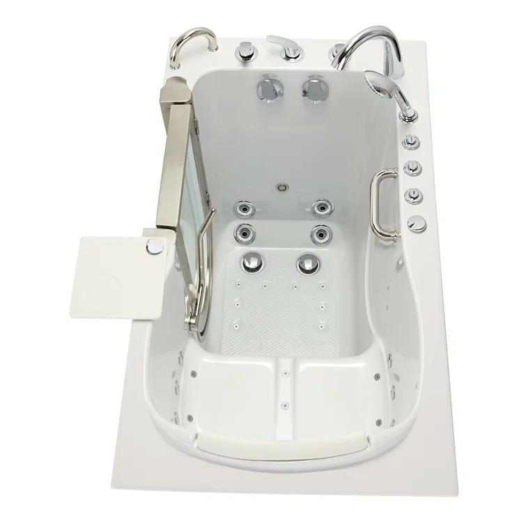 Ella Walk In Baths 931175PCWS Royal 32"x52" Acrylic Air and Hydro Massage Walk-In Bathtub, FastFill Faucet, Carrara Wall Surround