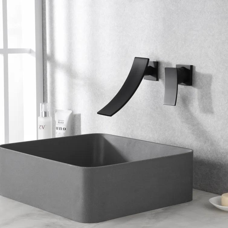 Wall Mount Bathroom Vanity Faucet, Waterfall Bathroom Faucet, Lavatory Faucet