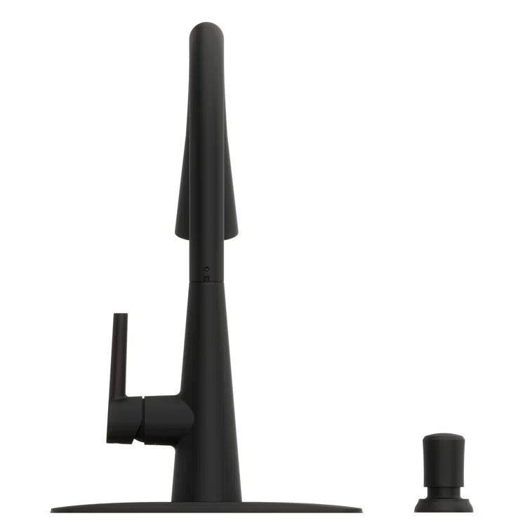 Pfister Barulli 1-Handle Pull-Down Matte Black Kitchen Faucet with Soap Dispenser