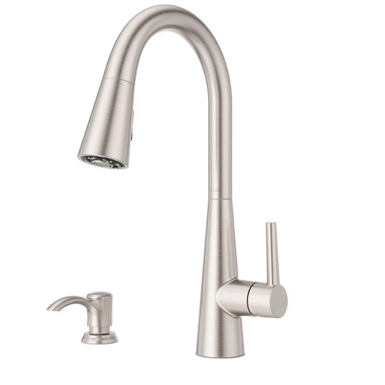 Pfister Barulli 1-Handle Pull-Down Matte Black Kitchen Faucet with Soap Dispenser