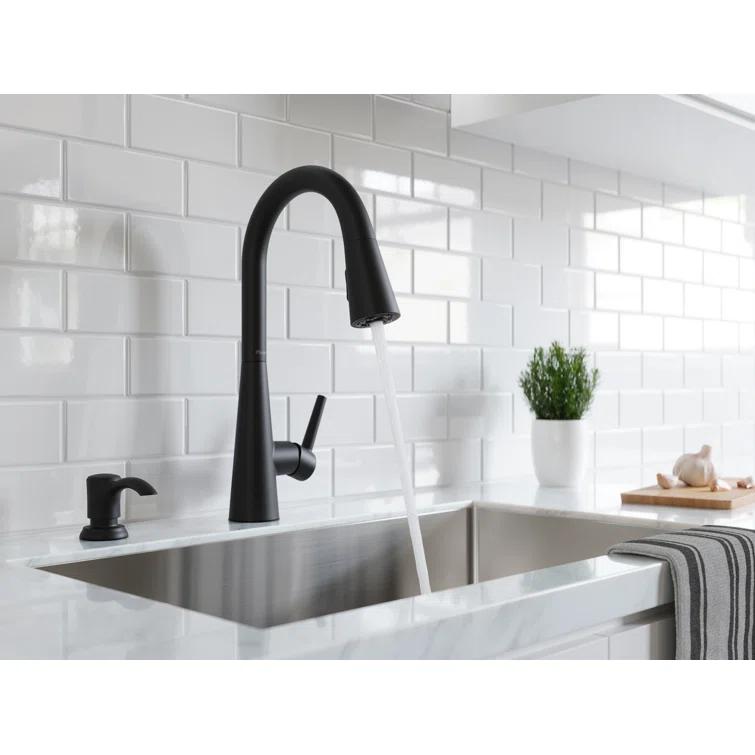 Pfister Barulli 1-Handle Pull-Down Matte Black Kitchen Faucet with Soap Dispenser