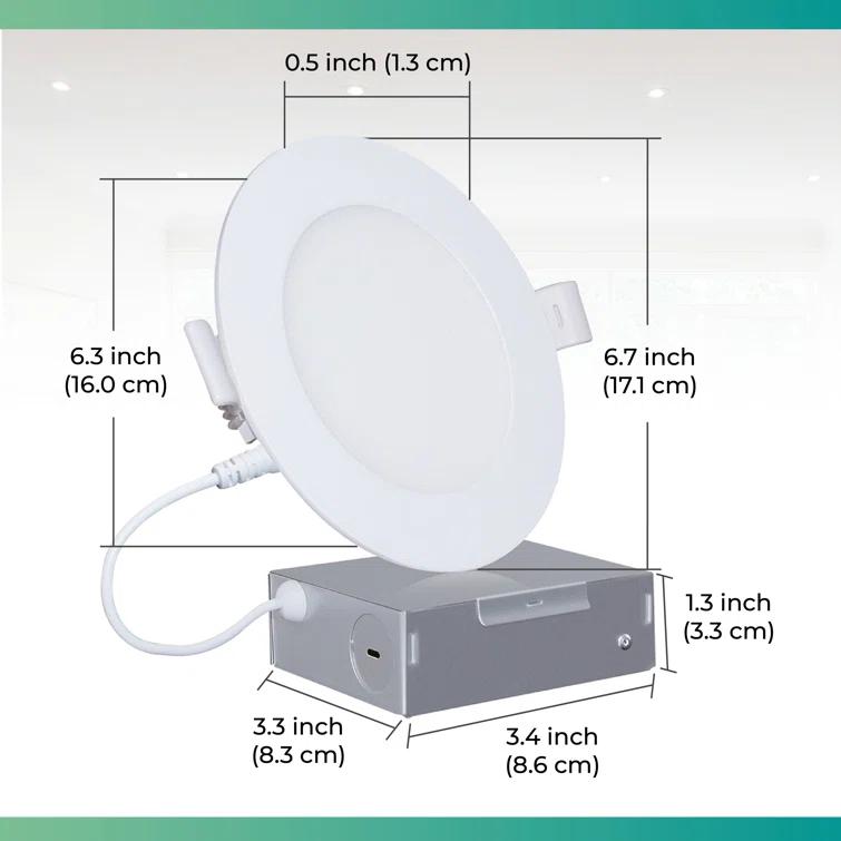Infibrite IB-002-1-12W-HLW-24PK 6'' Tunable Color Temperature Dimmable Air-Tight IC Rated LED Canless Recessed Lighting Kit (Set of 24)