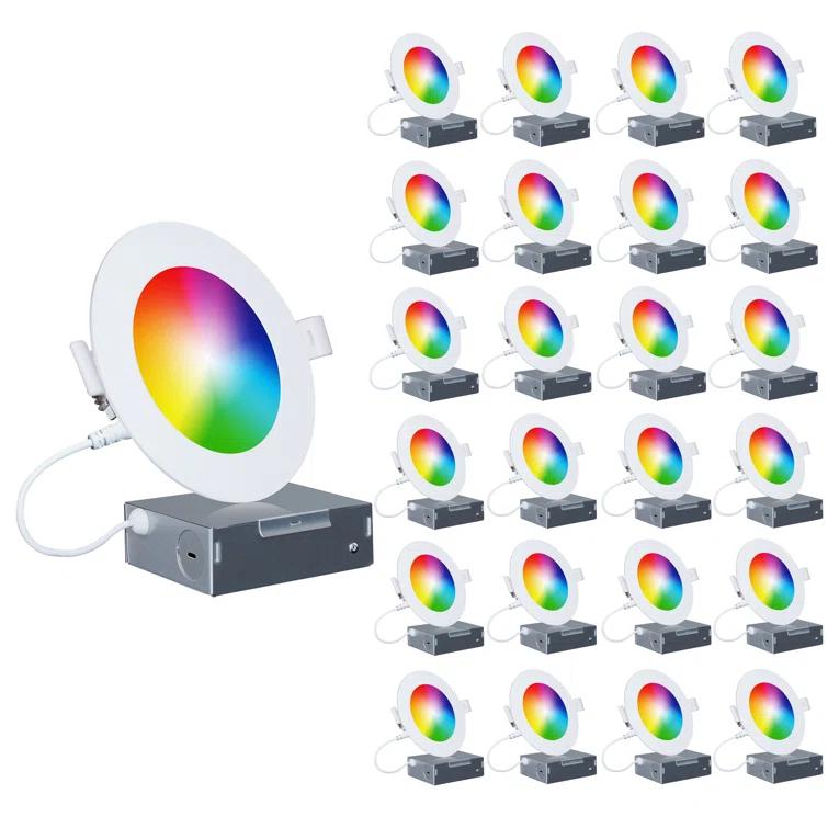 Infibrite IB-002-1-12W-HLW-24PK 6'' Tunable Color Temperature Dimmable Air-Tight IC Rated LED Canless Recessed Lighting Kit (Set of 24)