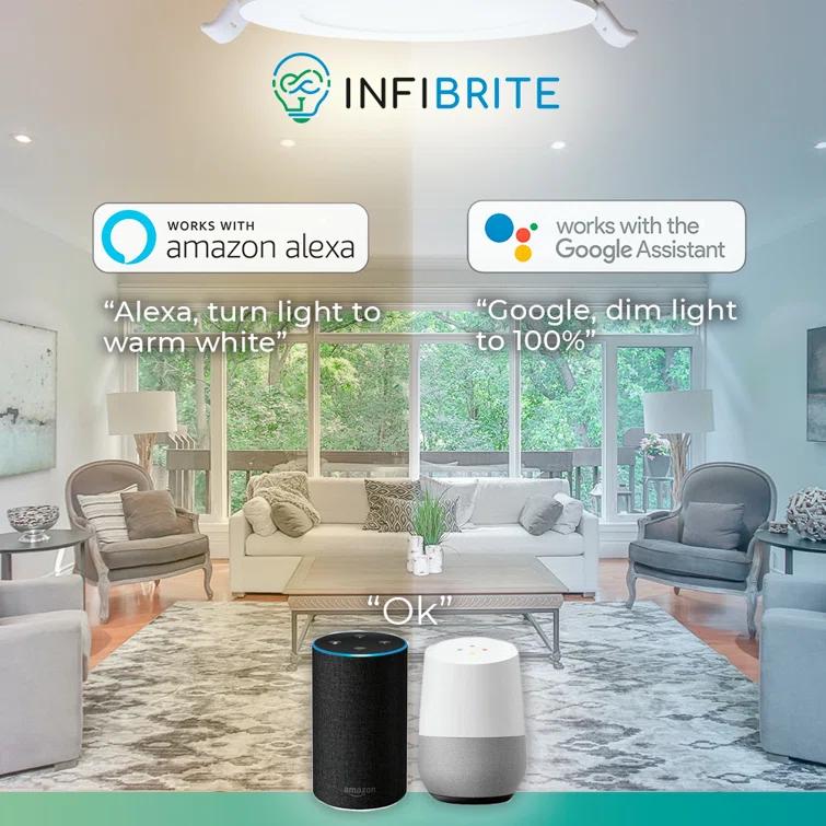 Infibrite IB-002-1-12W-HLW-24PK 6'' Tunable Color Temperature Dimmable Air-Tight IC Rated LED Canless Recessed Lighting Kit (Set of 24)