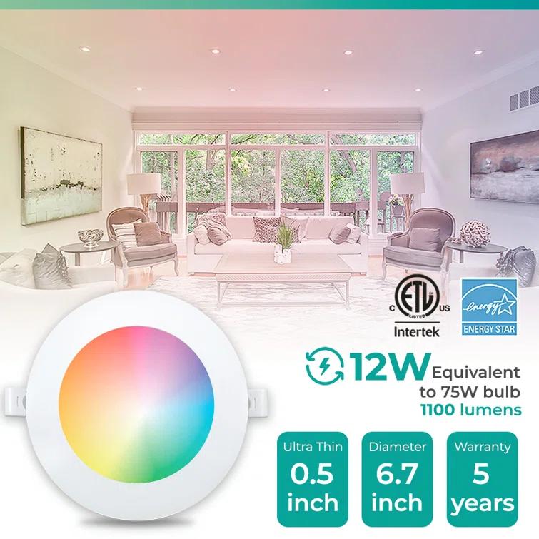 Infibrite IB-002-1-12W-HLW-24PK 6'' Tunable Color Temperature Dimmable Air-Tight IC Rated LED Canless Recessed Lighting Kit (Set of 24)