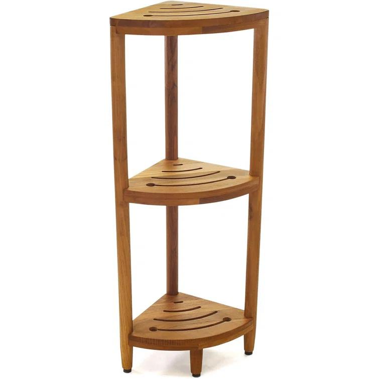 AquaTeak AquaTeak Teak Oil 3 -Tier Wood Freestanding Corner Bathroom Shelf ( 11-in x 40.25-in x 11-in )