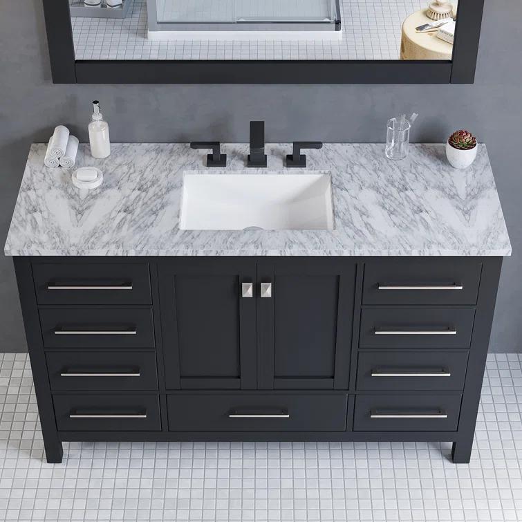 Eviva Aberdeen 42" Transitional Espresso Bathroom Vanity with White Carrara Countertop