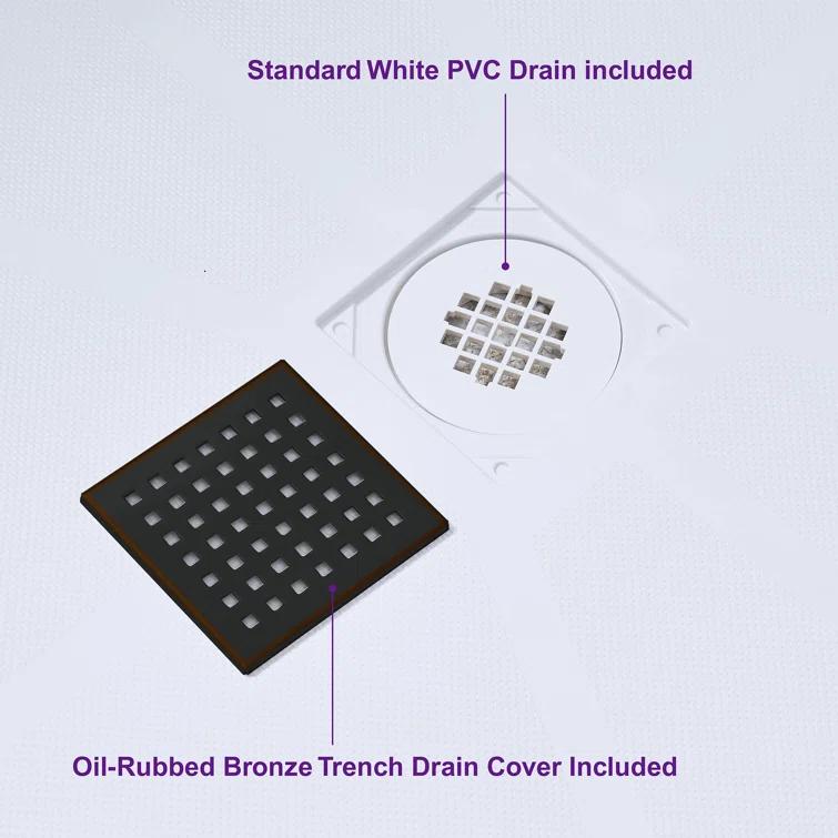 36" Solid Surface Square Single Threshold Shower Pan Base with Drain Assembly & Drain Cover Included, Non-Slip