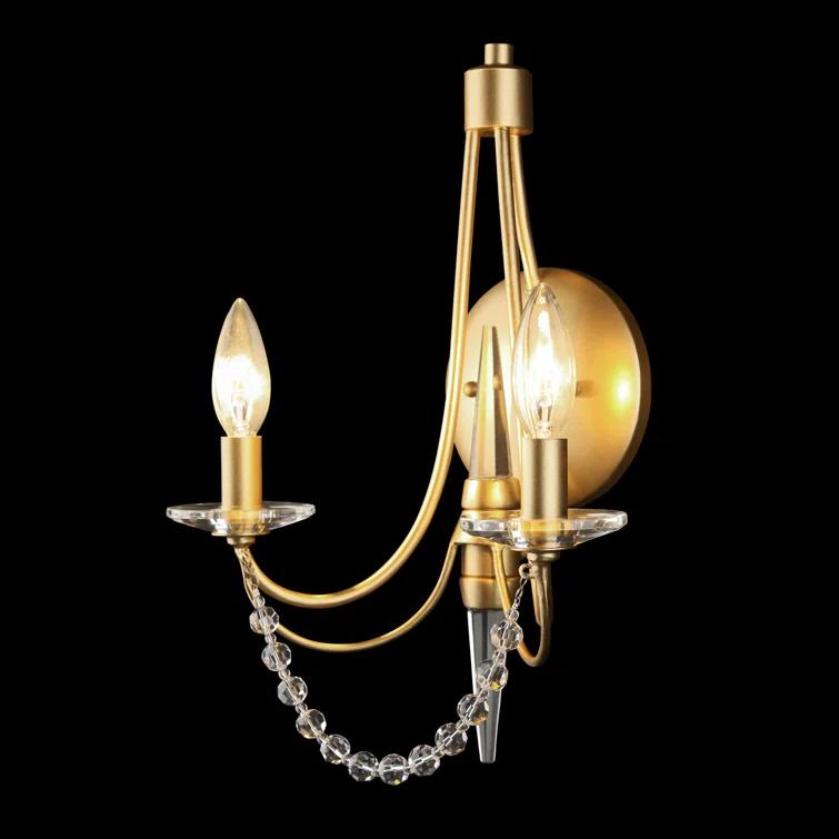 Black and Gold Dimmable Candle Wall Sconce