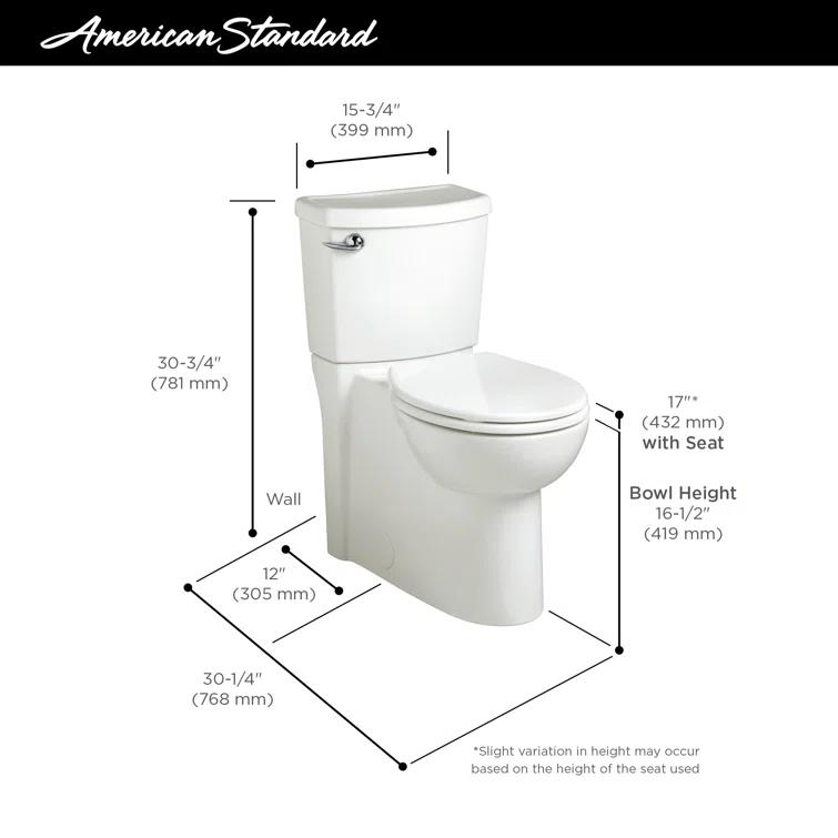 American Standard Cadet 1.28 Gallons GPF Elongated Comfort Height Floor Mounted Two-Piece Toilet (Seat Included)