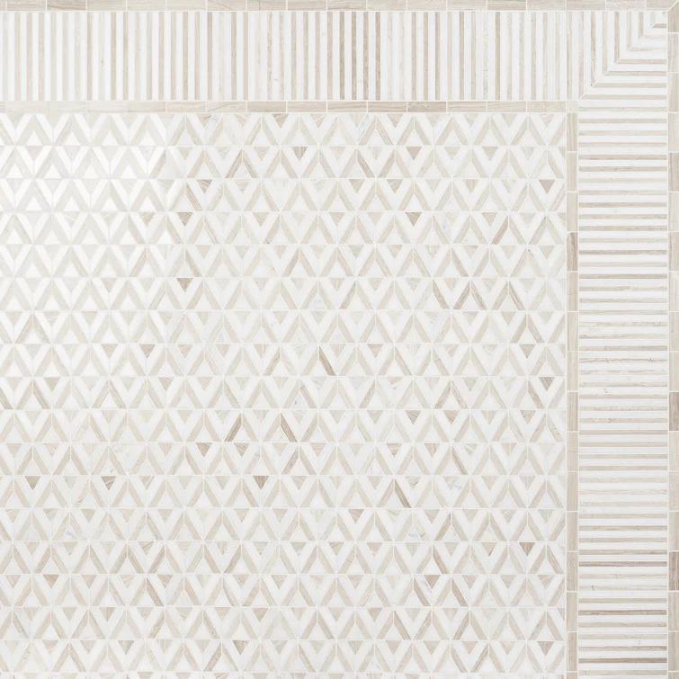 Florey Linear 7.87 in. x 8.31 in. Polished Marble Floor and Wall Mosaic Tile