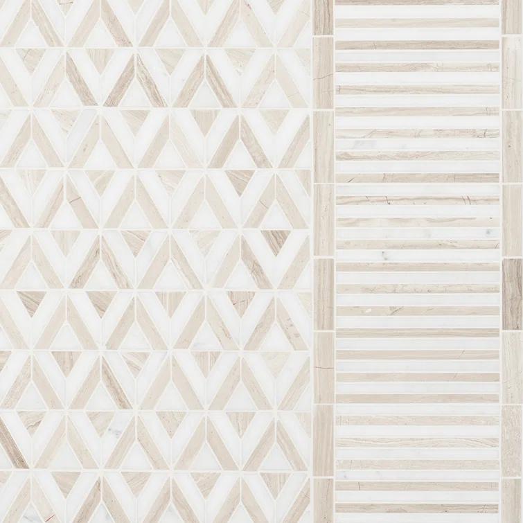 Florey Linear 7.87 in. x 8.31 in. Polished Marble Floor and Wall Mosaic Tile