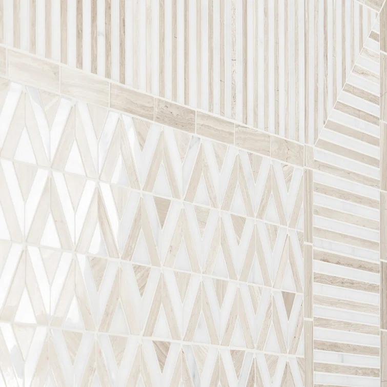 Florey Linear 7.87 in. x 8.31 in. Polished Marble Floor and Wall Mosaic Tile