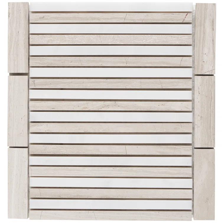 Florey Linear 7.87 in. x 8.31 in. Polished Marble Floor and Wall Mosaic Tile