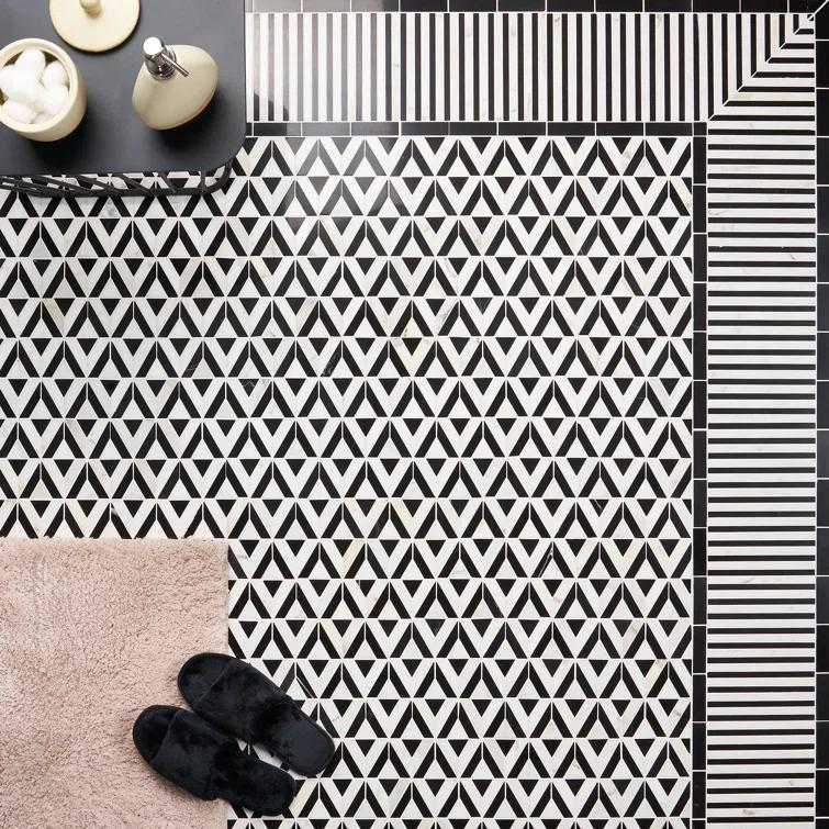 Bond Tile Florey Linear 7.87 in. x 8.31 in. Polished Marble Floor and Wall Mosaic Tile