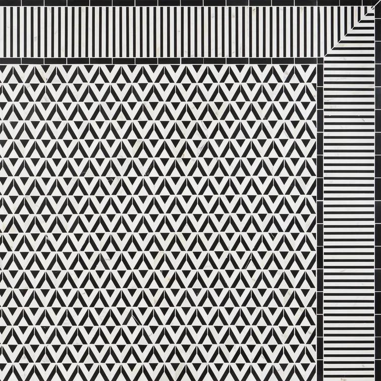 Bond Tile Florey Linear 7.87 in. x 8.31 in. Polished Marble Floor and Wall Mosaic Tile