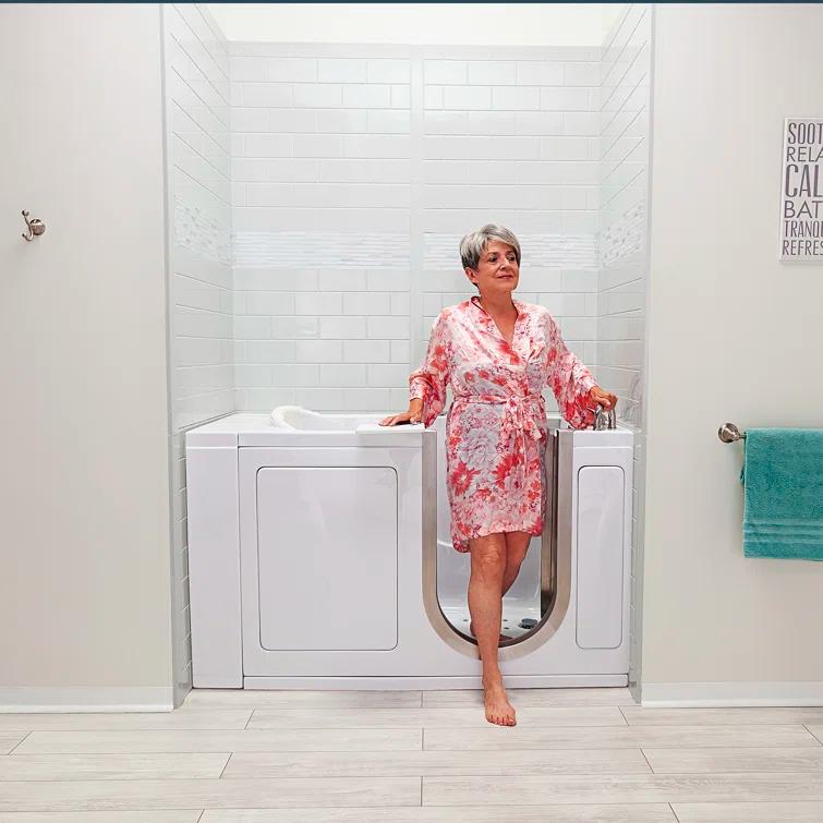 Ella Walk In Baths 931185P Royal 32"x52" Acrylic Air and Hydro Massage Walk-In Bathtub, 5 Piece Fast Fill Faucet, 2" Dual Drain