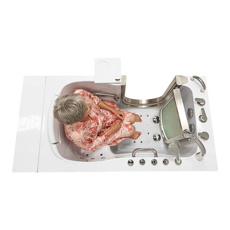 Royal 32"x52" Acrylic Air and Hydro Massage Walk-In Bathtub, 5 Piece Fast Fill Faucet, 2" Dual Drain