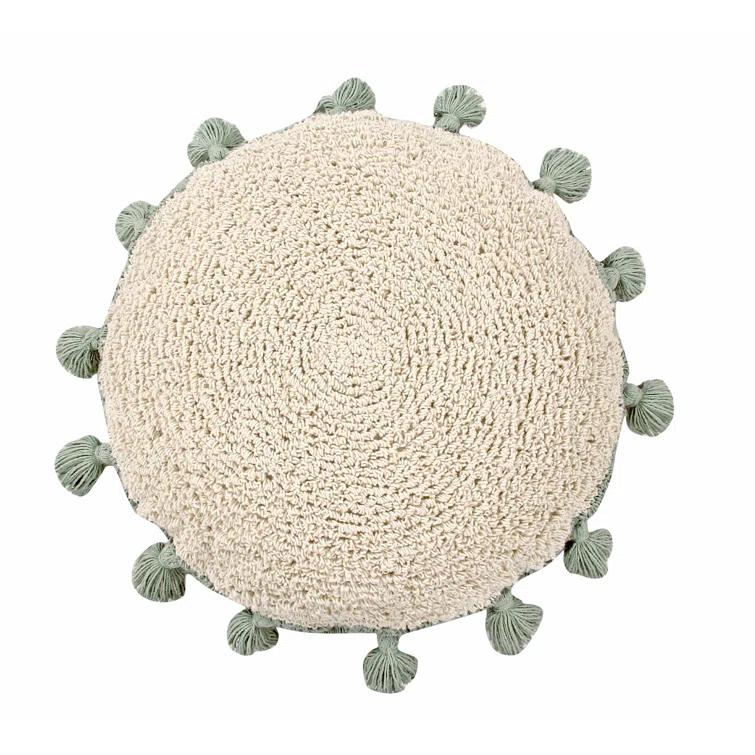 Lorena Canals Circle Tassels Cotton Blend Reversible Throw Pillow