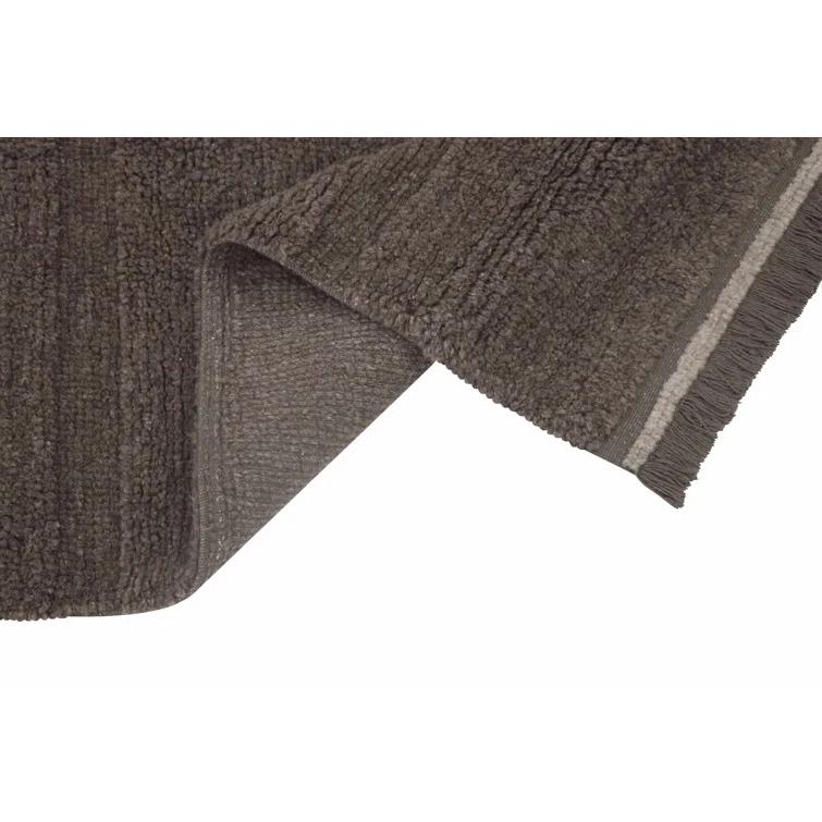 Sheep Brown Hand-Tufted Wool Stripe Rug with Fringe