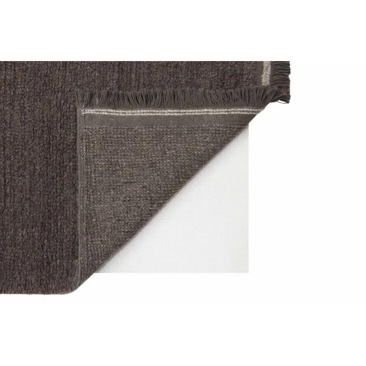 Sheep Brown Hand-Tufted Wool Stripe Rug with Fringe