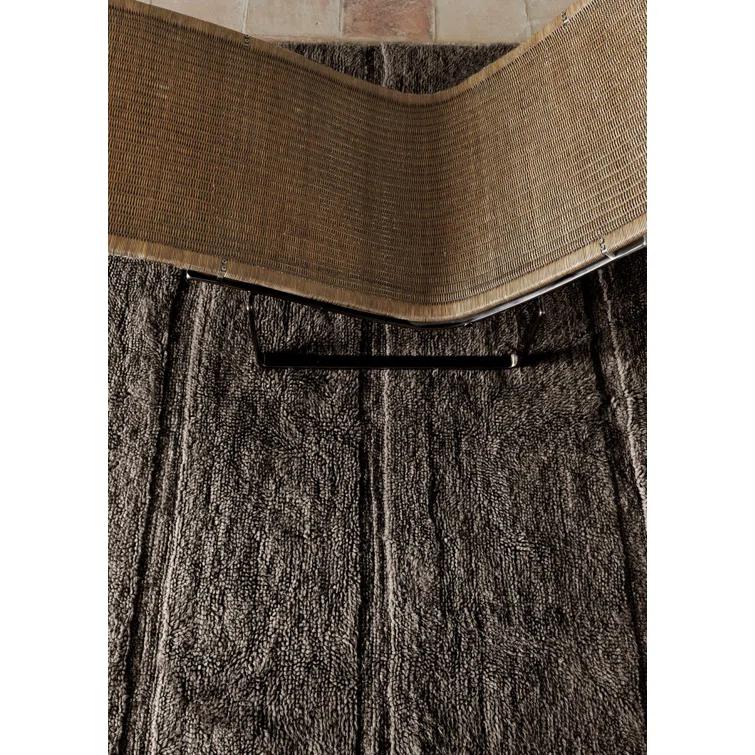 Sheep Brown Hand-Tufted Wool Stripe Rug with Fringe