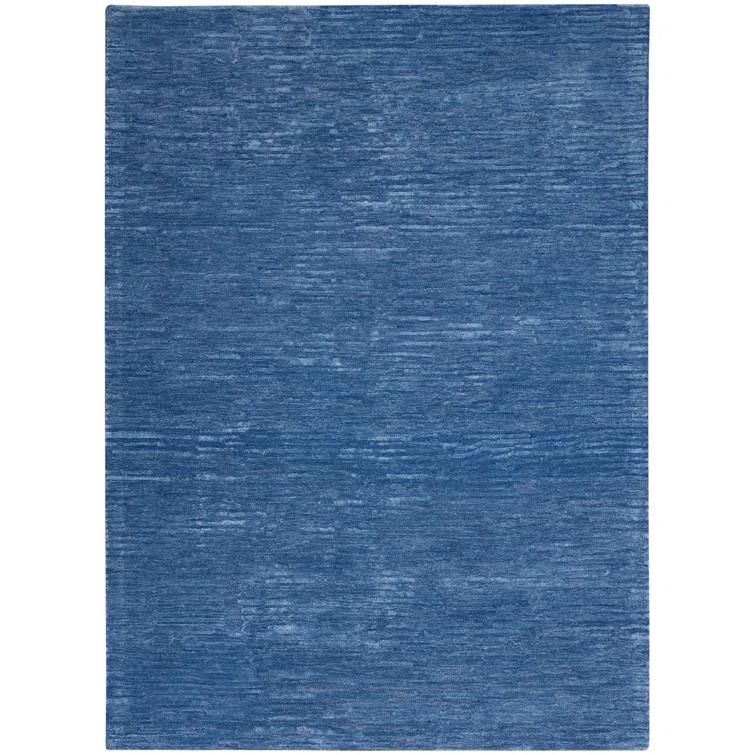 Ck010 Linear Handmade Looped/Hooked Area Rug in Blue