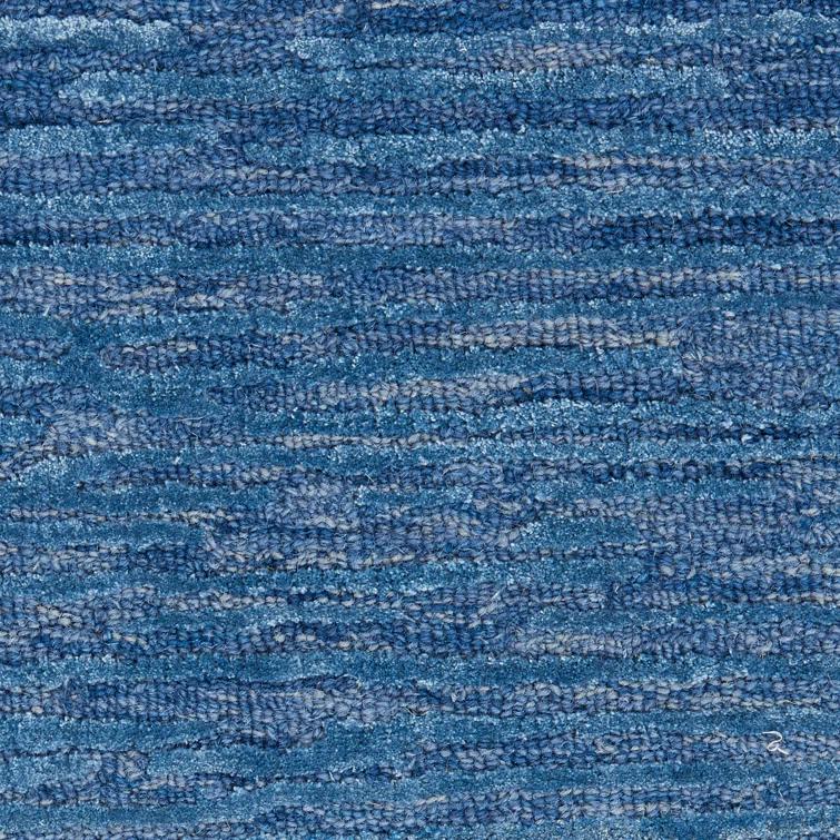 Ck010 Linear Handmade Looped/Hooked Area Rug in Blue