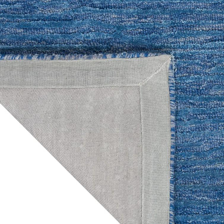 Ck010 Linear Handmade Looped/Hooked Area Rug in Blue