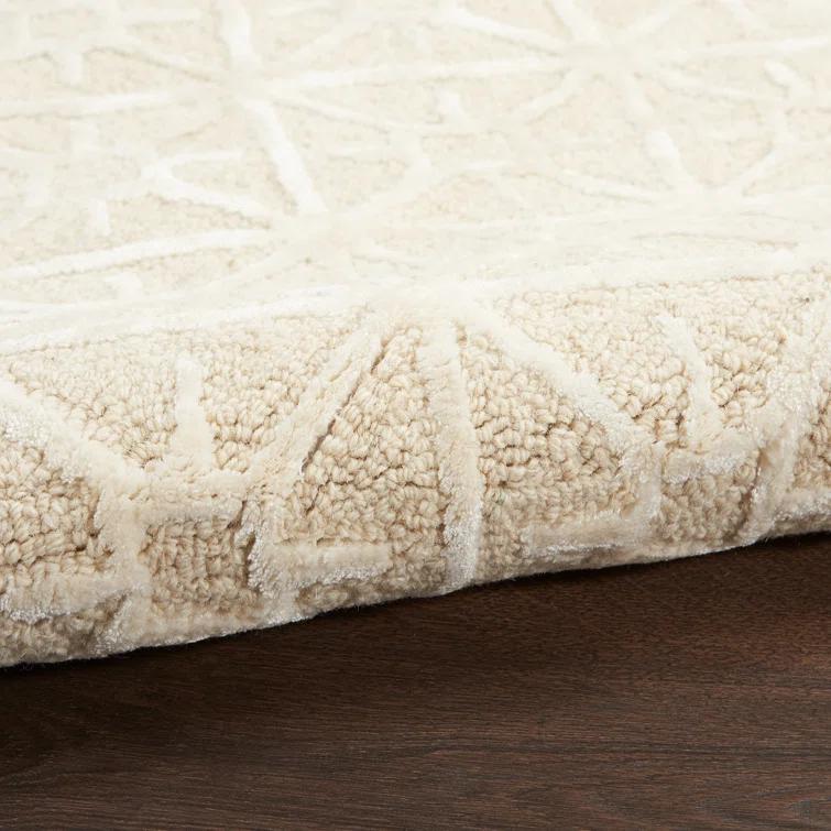 Geometric Handmade Tufted Ivory Area Rug
