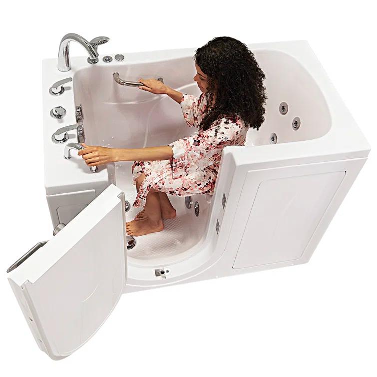 Monaco 32"x52" Acrylic Hydro Massage Walk-In Bathtub, 5 Piece Fast Fill Faucet, 2" Dual Drain