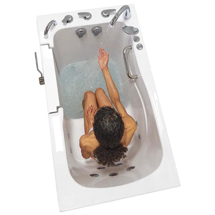 Monaco 32"x52" Acrylic Hydro Massage Walk-In Bathtub, 5 Piece Fast Fill Faucet, 2" Dual Drain