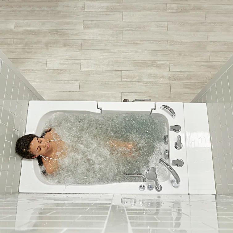 Monaco 32"x52" Acrylic Hydro Massage Walk-In Bathtub, 5 Piece Fast Fill Faucet, 2" Dual Drain