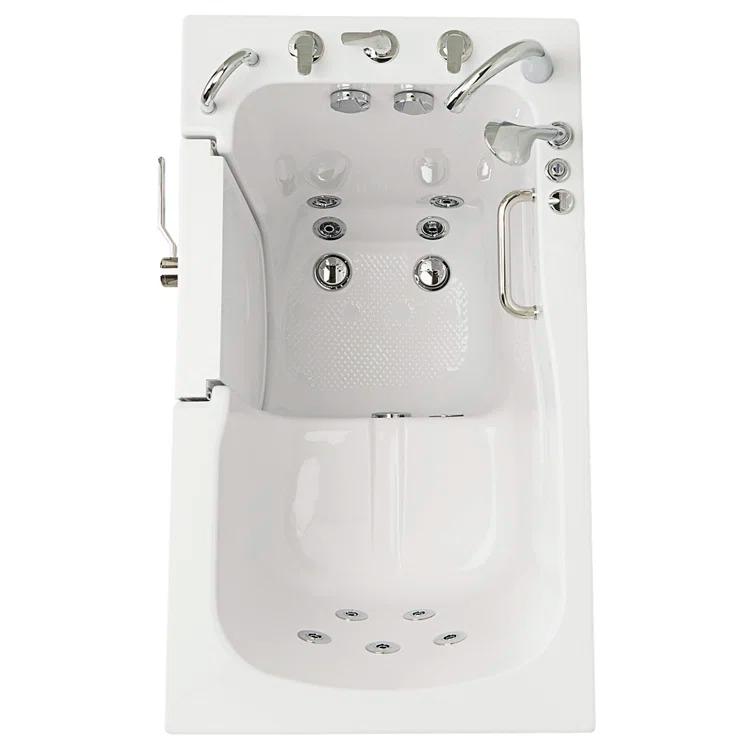 Monaco 32"x52" Acrylic Hydro Massage Walk-In Bathtub, 5 Piece Fast Fill Faucet, 2" Dual Drain