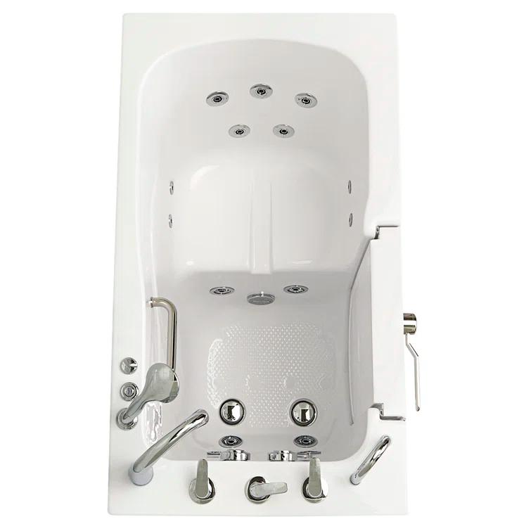 Monaco 32"x52" Acrylic Hydro Massage Walk-In Bathtub, 5 Piece Fast Fill Faucet, 2" Dual Drain