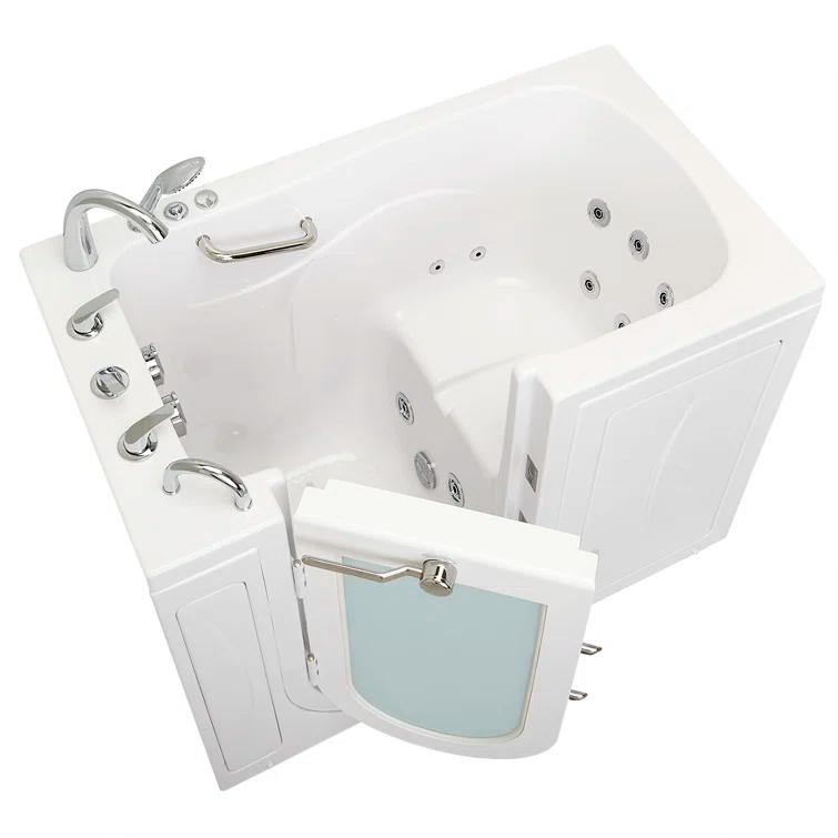 Monaco 32"x52" Acrylic Hydro Massage Walk-In Bathtub, 5 Piece Fast Fill Faucet, 2" Dual Drain
