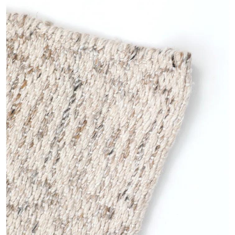 Ivory and Orange Rectangular Synthetic Indoor/Outdoor Rug