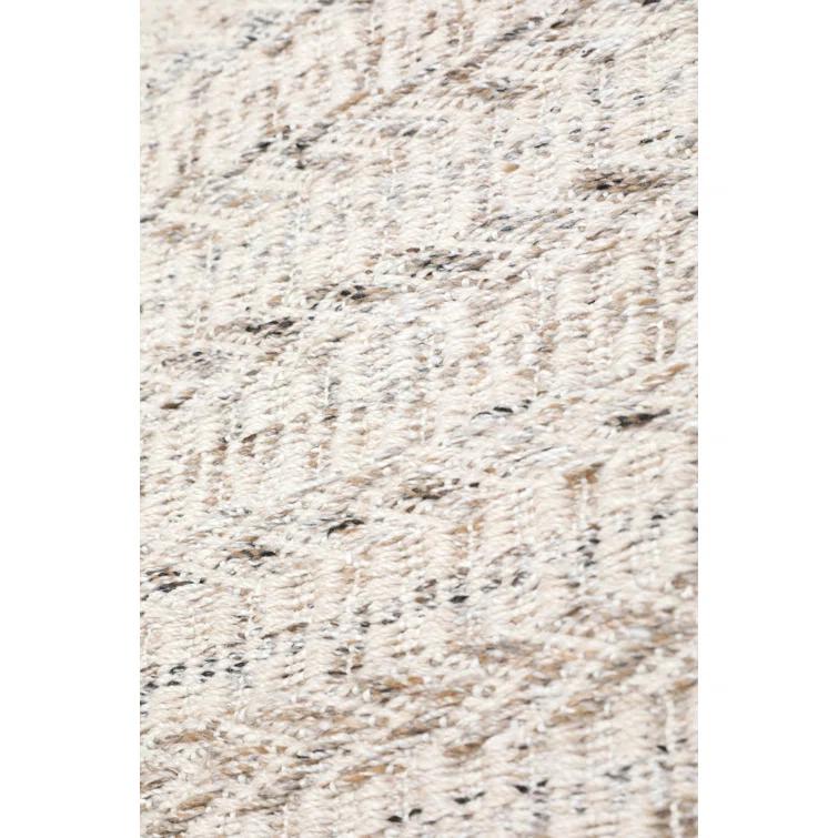 Ivory and Orange Rectangular Synthetic Indoor/Outdoor Rug