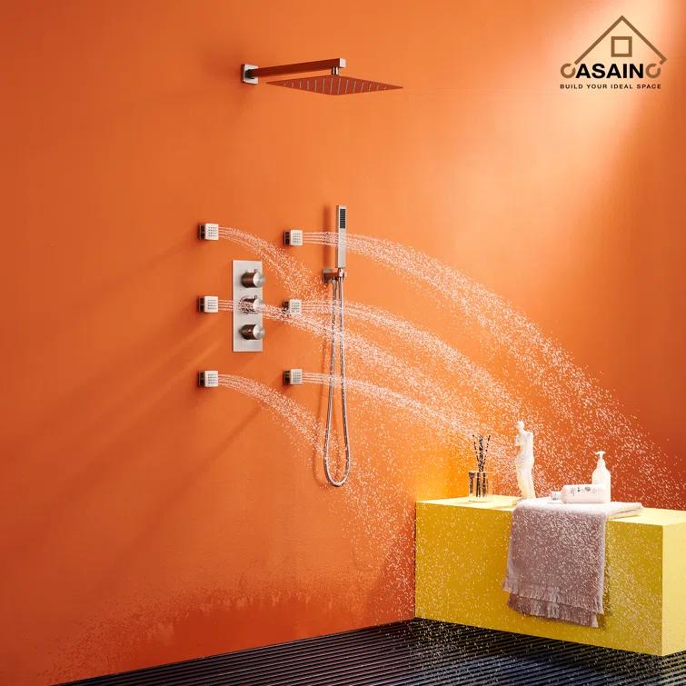 Revitalize 12 Inch Luxury Thermostatic Complete Shower System with Rough-in Valve