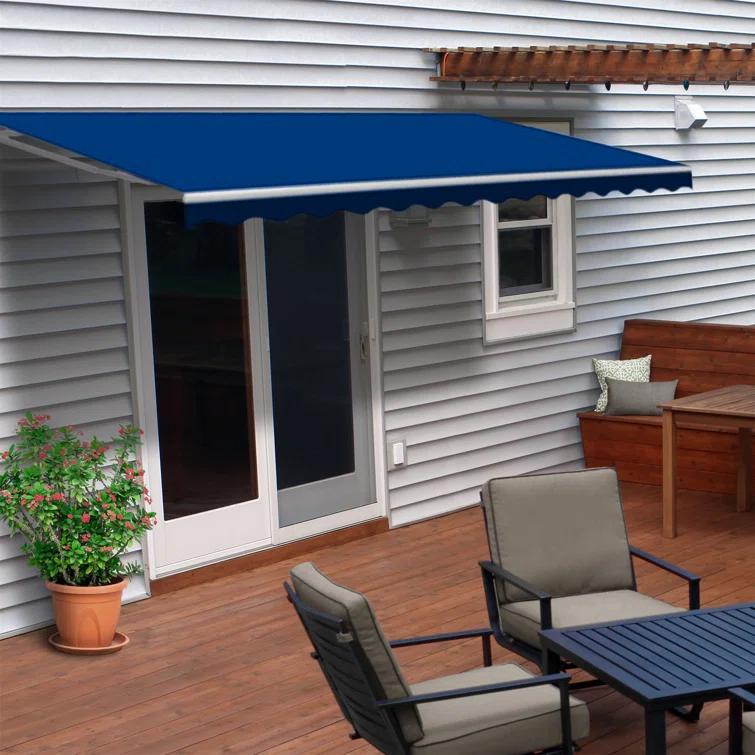 Motorized Retractable White Frame Patio Awning