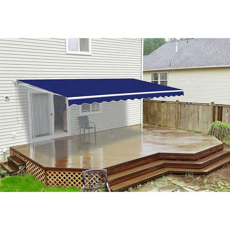 Motorized Retractable White Frame Patio Awning