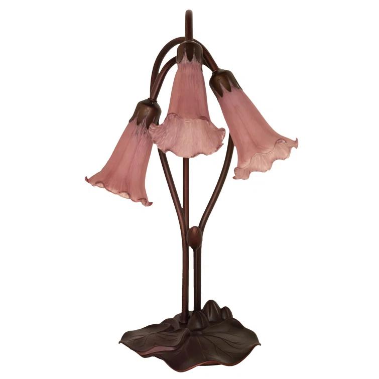 16"H Lavender Pond Lily 3 Lt Accent Lamp
