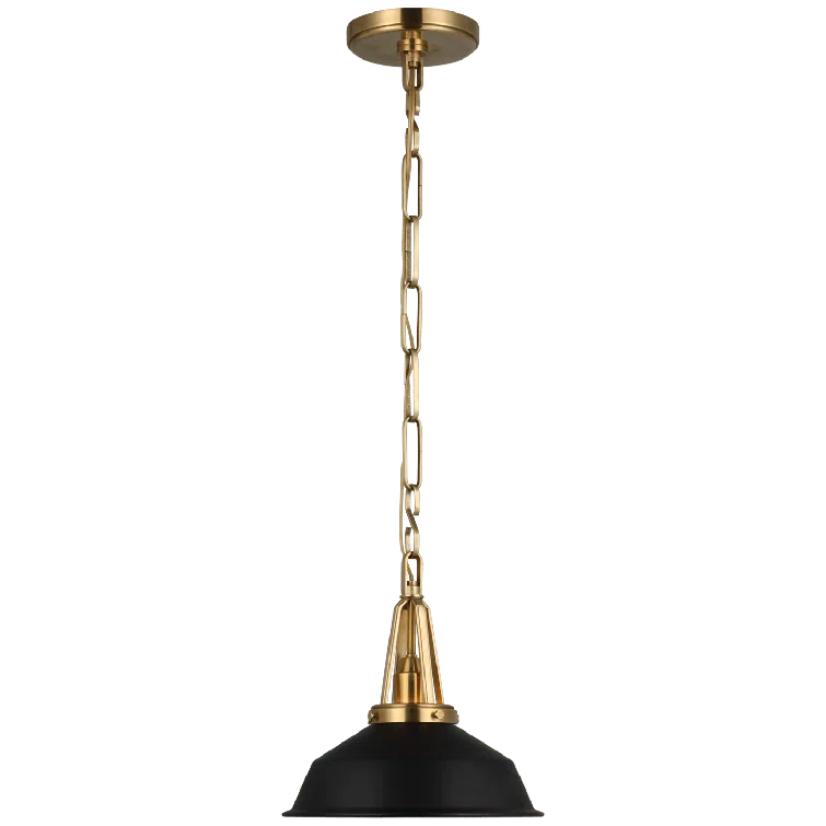 Layton Antique Brass and Black Glass Pendant Light