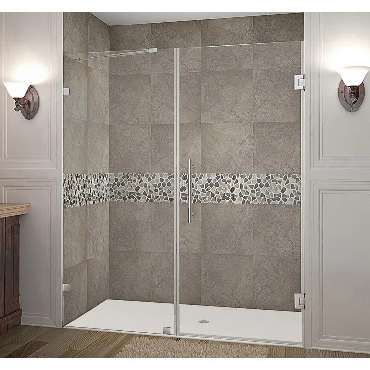 Nautis 72" H Hinged Frameless Shower Door