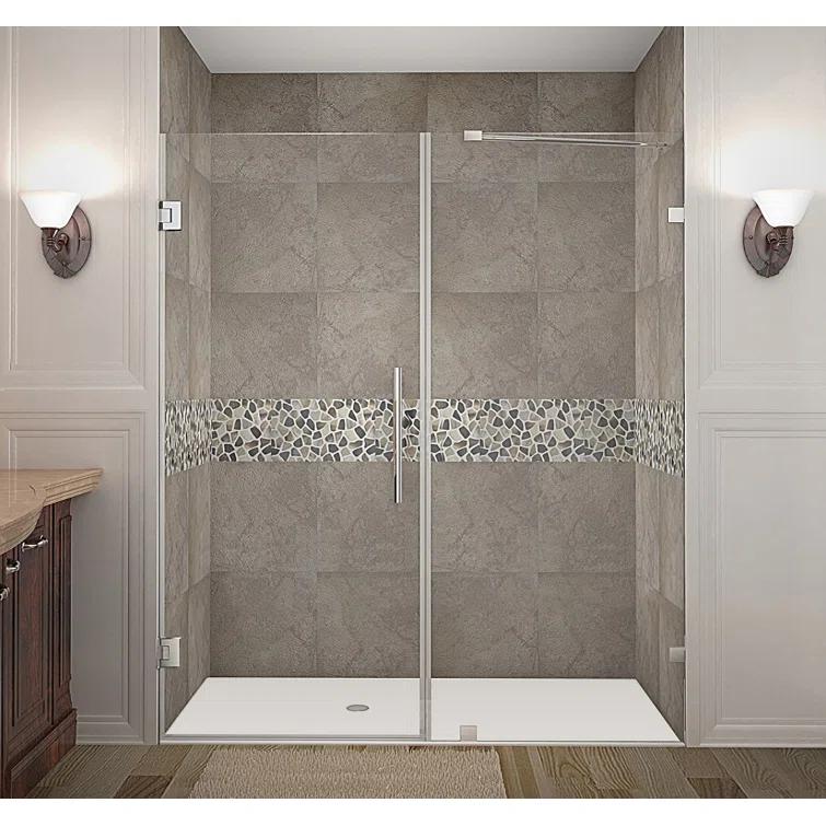 Nautis 72" H Hinged Frameless Shower Door