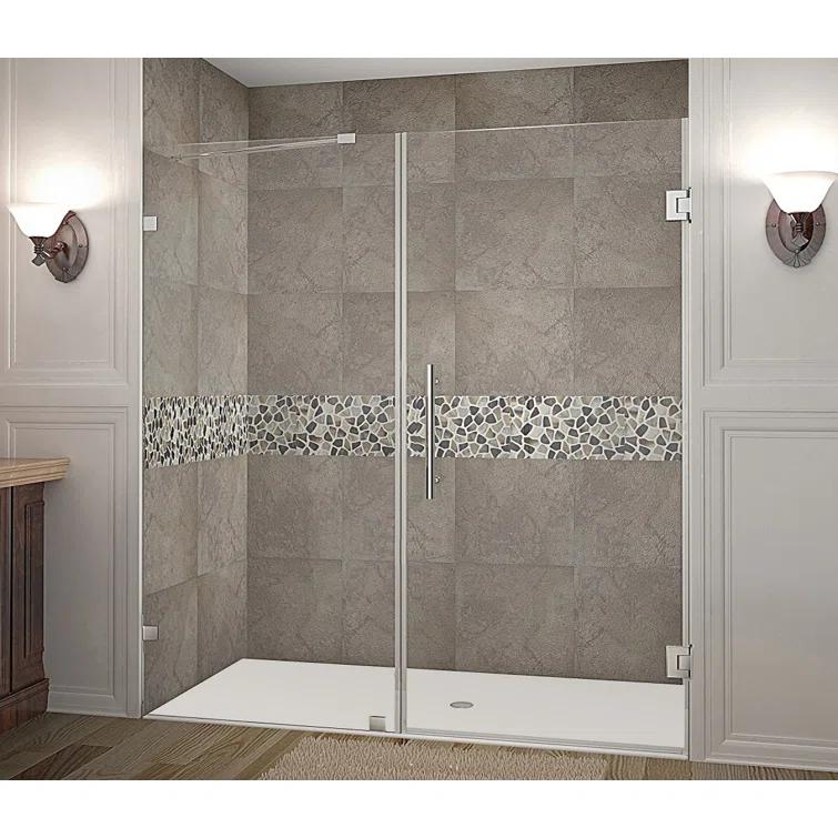 Nautis 72" H Hinged Frameless Shower Door