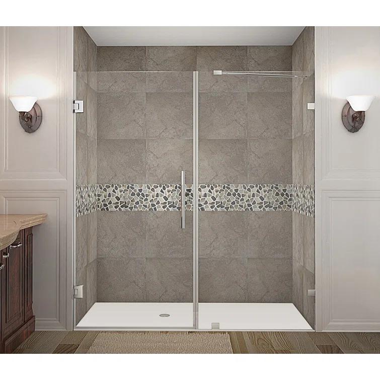 Nautis 72" H Hinged Frameless Shower Door