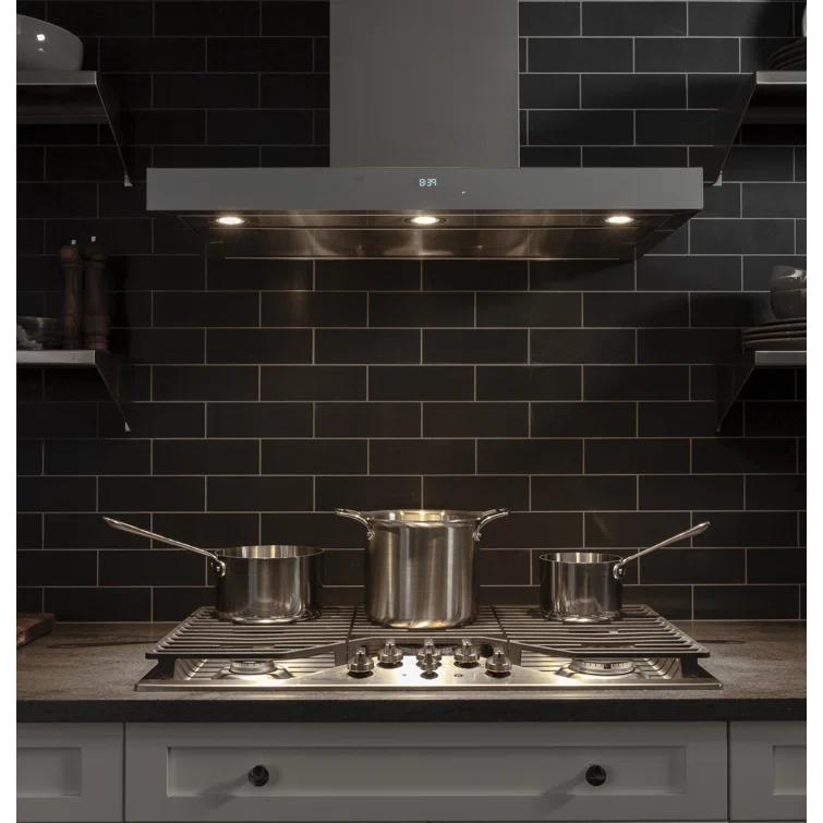 36" GE Profile Smart Appliances 610 CFM Convertible Wall Mount Range Hood with Night Light Wi-Fi Remote Control Included