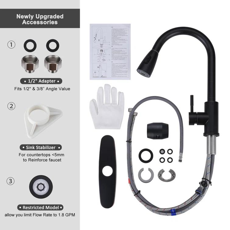 High Arc Pull Down Kitchen Faucet with Sprayer